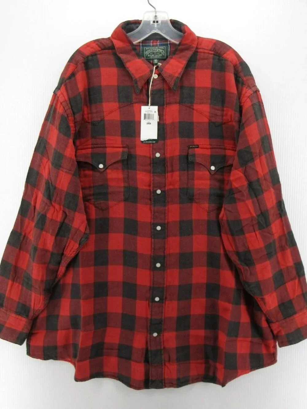 Polo Country Ralph Lauren Shirt 2XB Big Western Snap Buffalo Plaid Lined